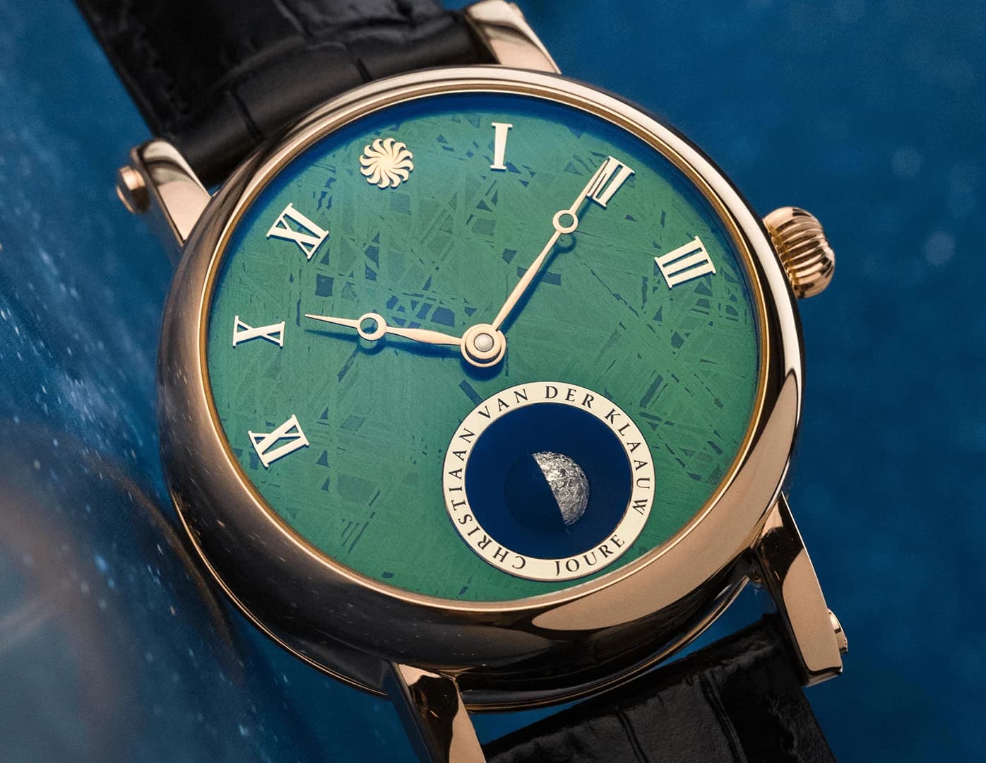 Real Moon Joure with a green meteorite dial and a three-dimensional Moon