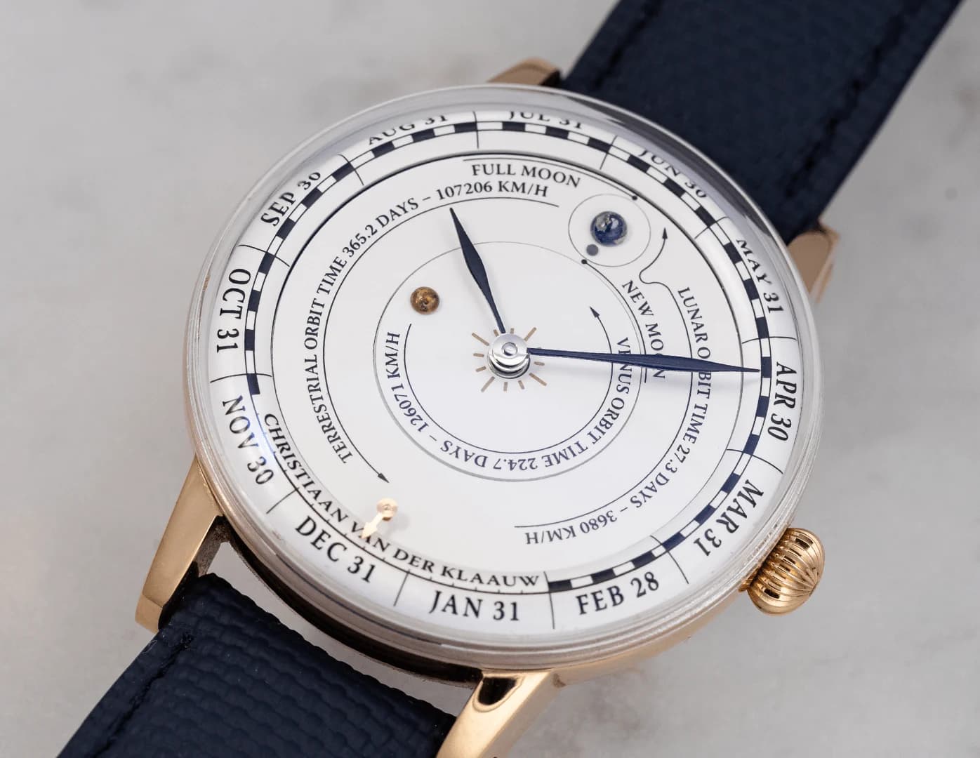 Venus with a silver dial and orbit time indications