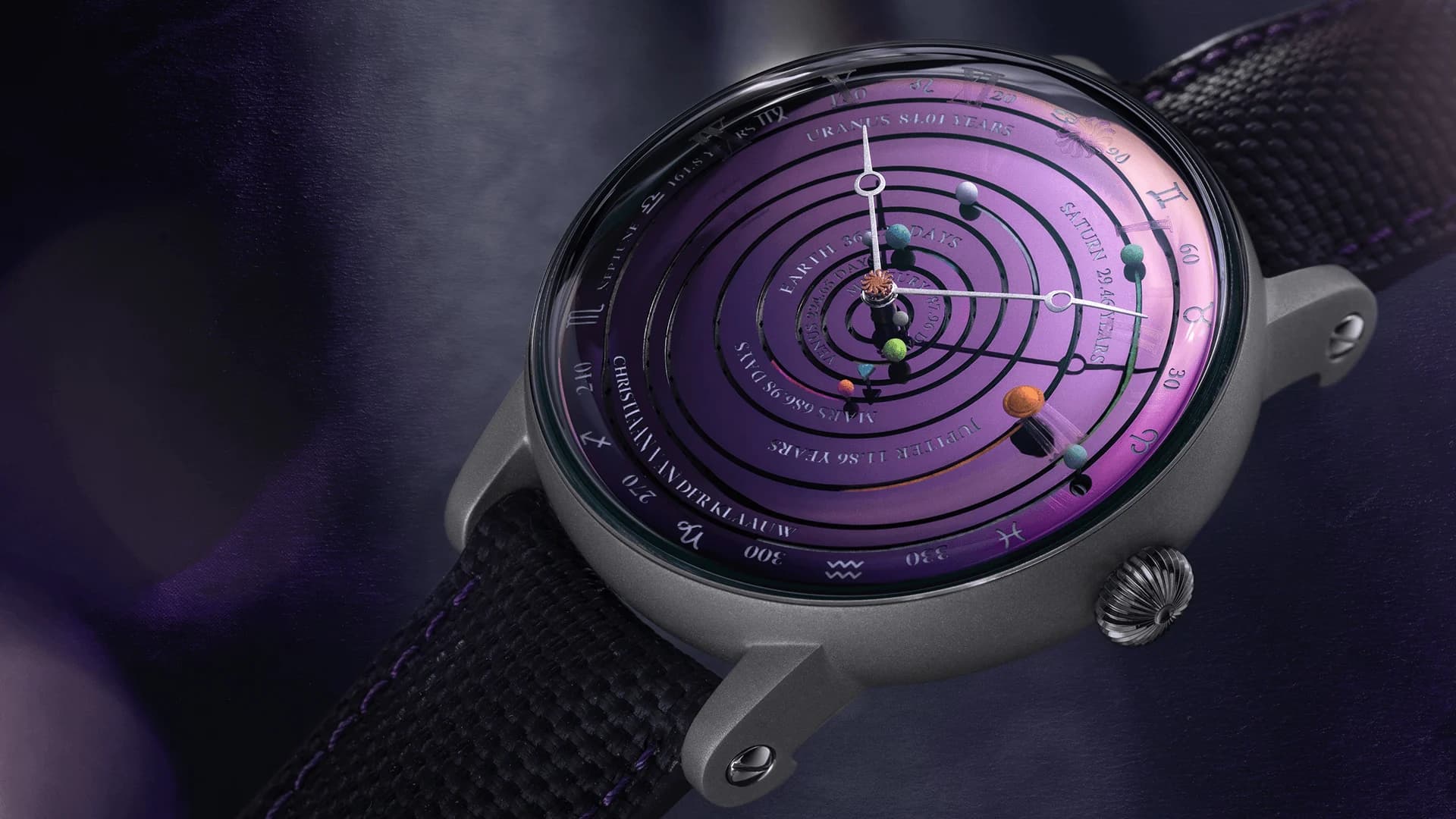 Custom made planetarium with a violet dial