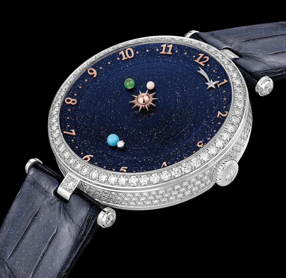 Planetarium with aventurine dial and diamond-set case