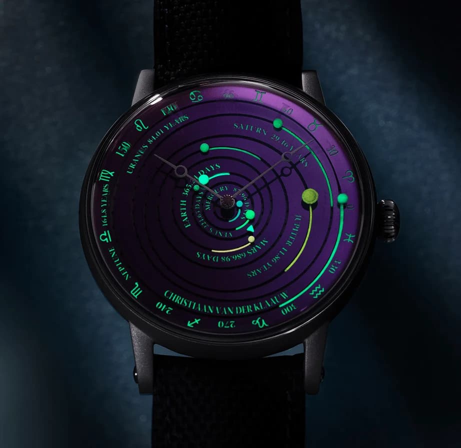 Grand Planetarium Eccentric Si14 with a violet silicon dial