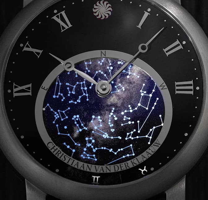 Orion planisphere with constellations on a dark dial
