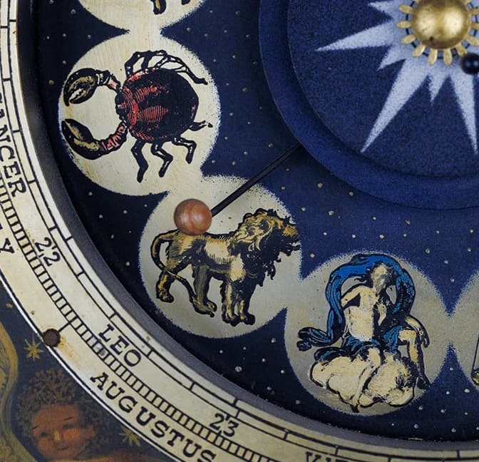 Zodiac signs on an astronomical clock dial