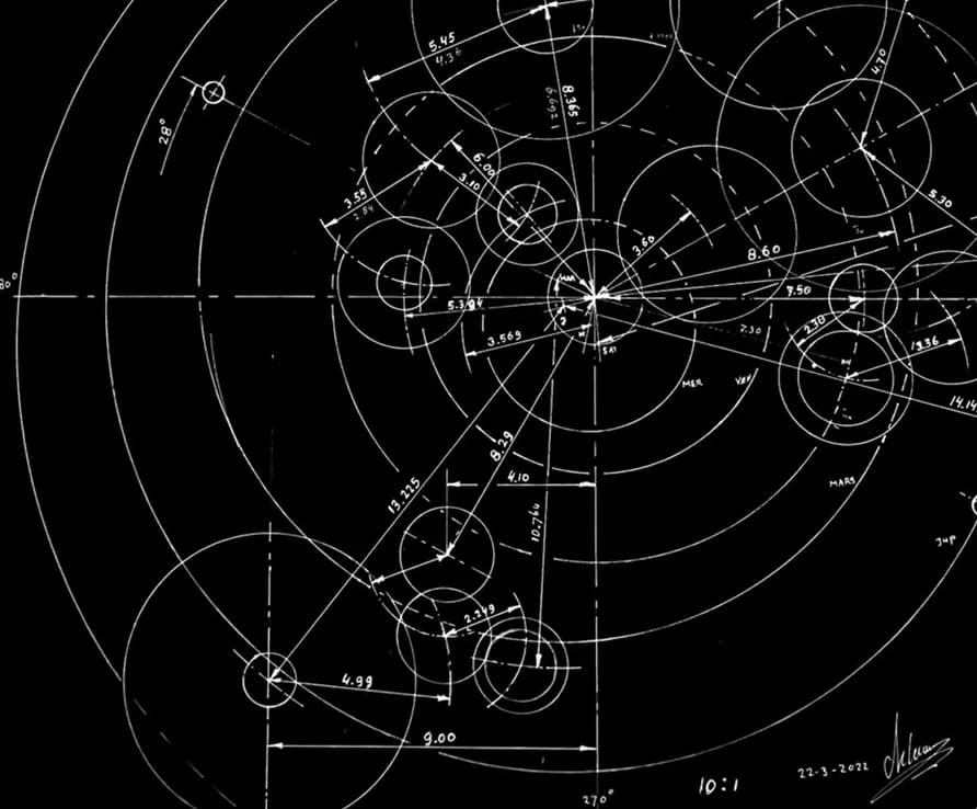 Christiaan van der Klaauw's drawing of the planetary gear train