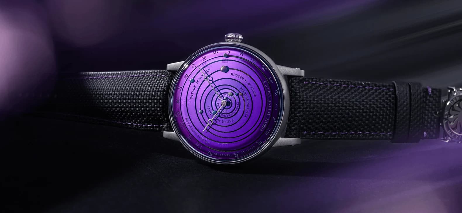 Grand Planetarium Eccentric Si14 on a black strap