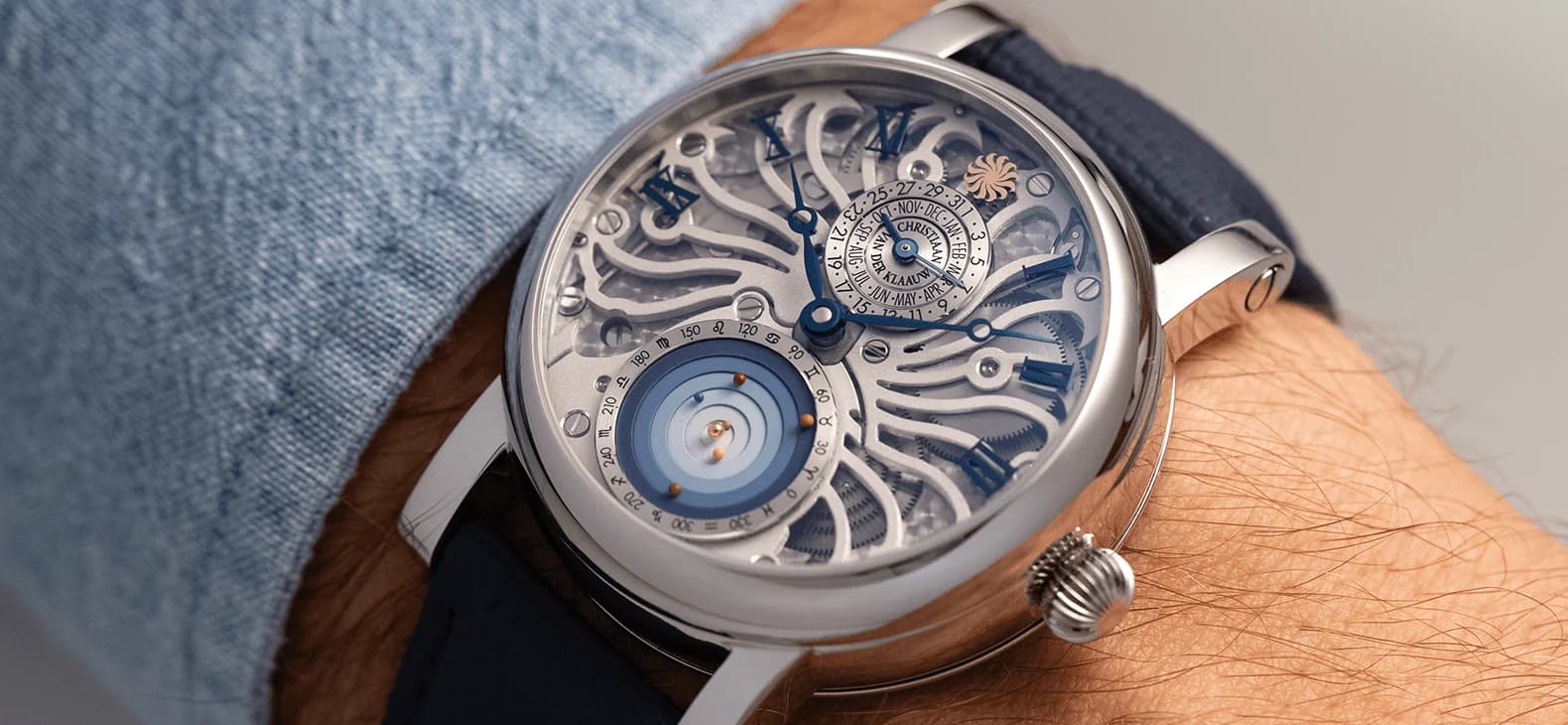 Planetarium Skeleton Platinum on the wrist