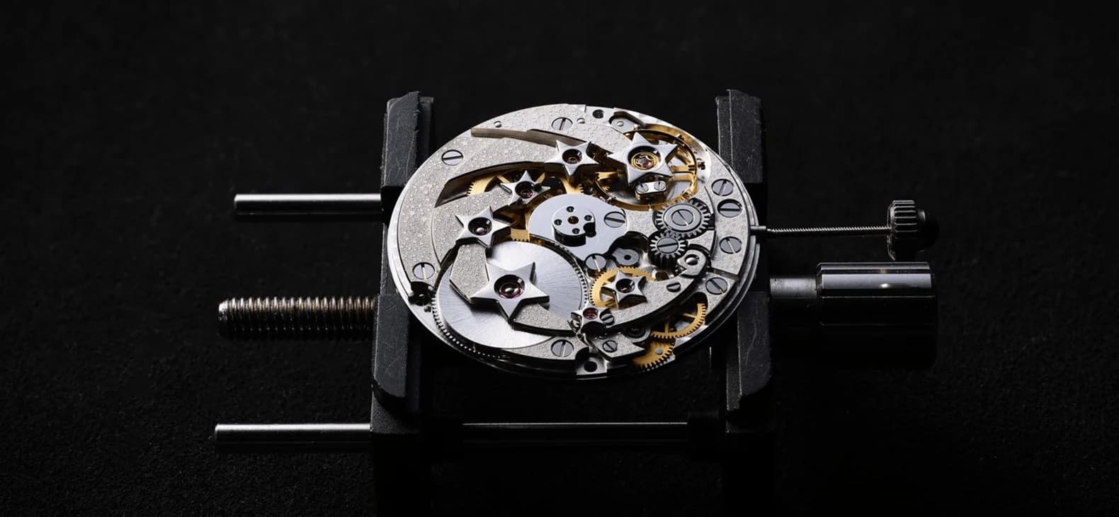 The CKM-01 manufacture movement in a holder