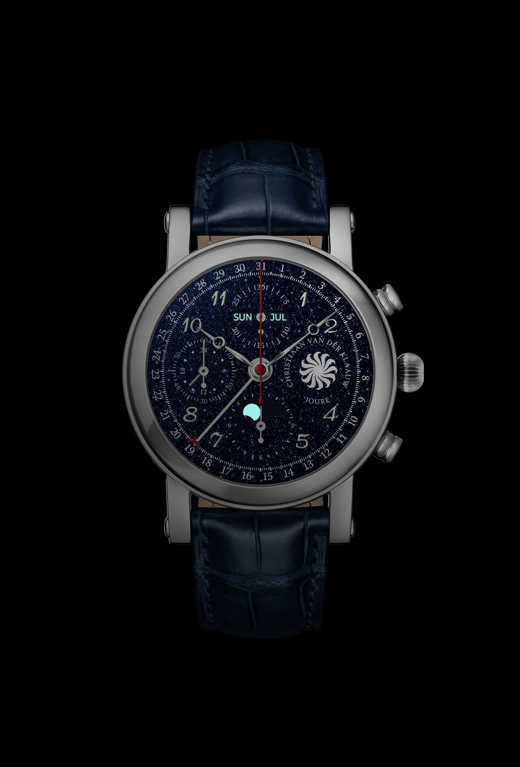 Ariadne Aventurine Blue in the dark: moon phase, day and month glowing
