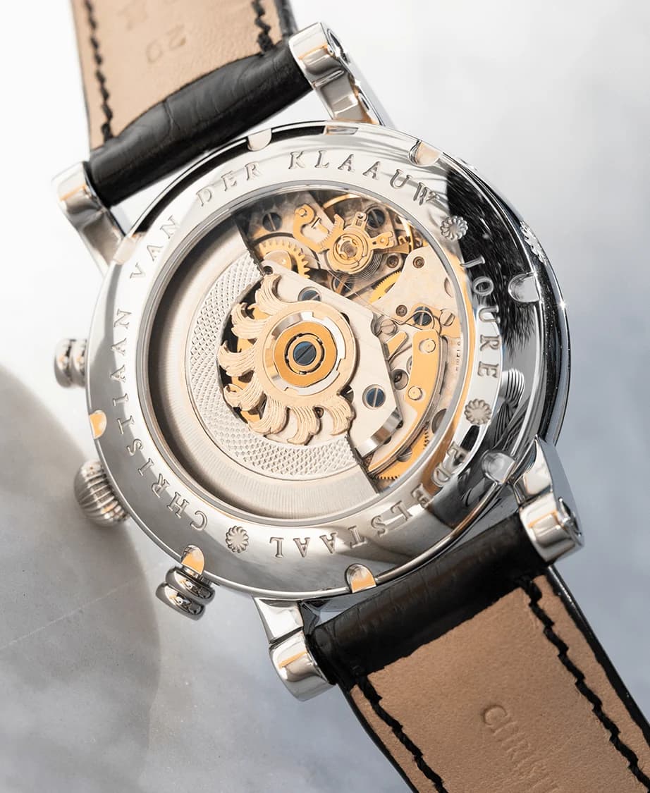 The CVDK7758 movement through the sapphire caseback