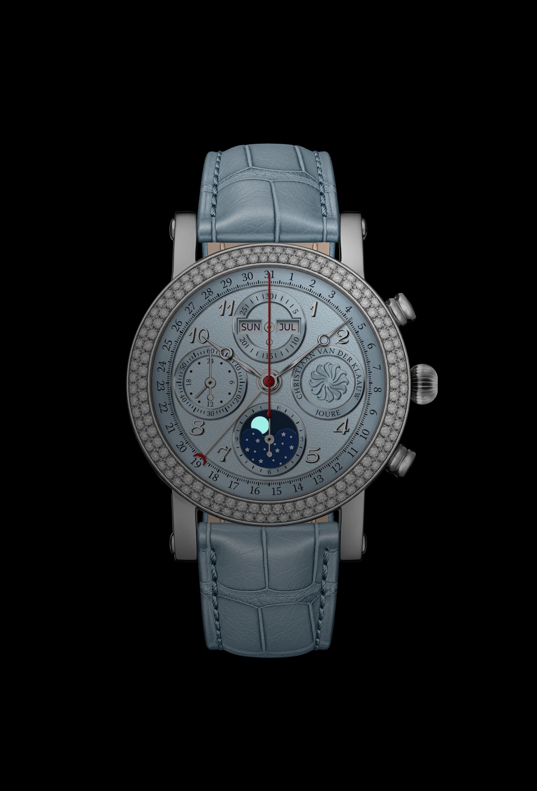Ariadne Ice Blue in the dark: the moon phase glowing