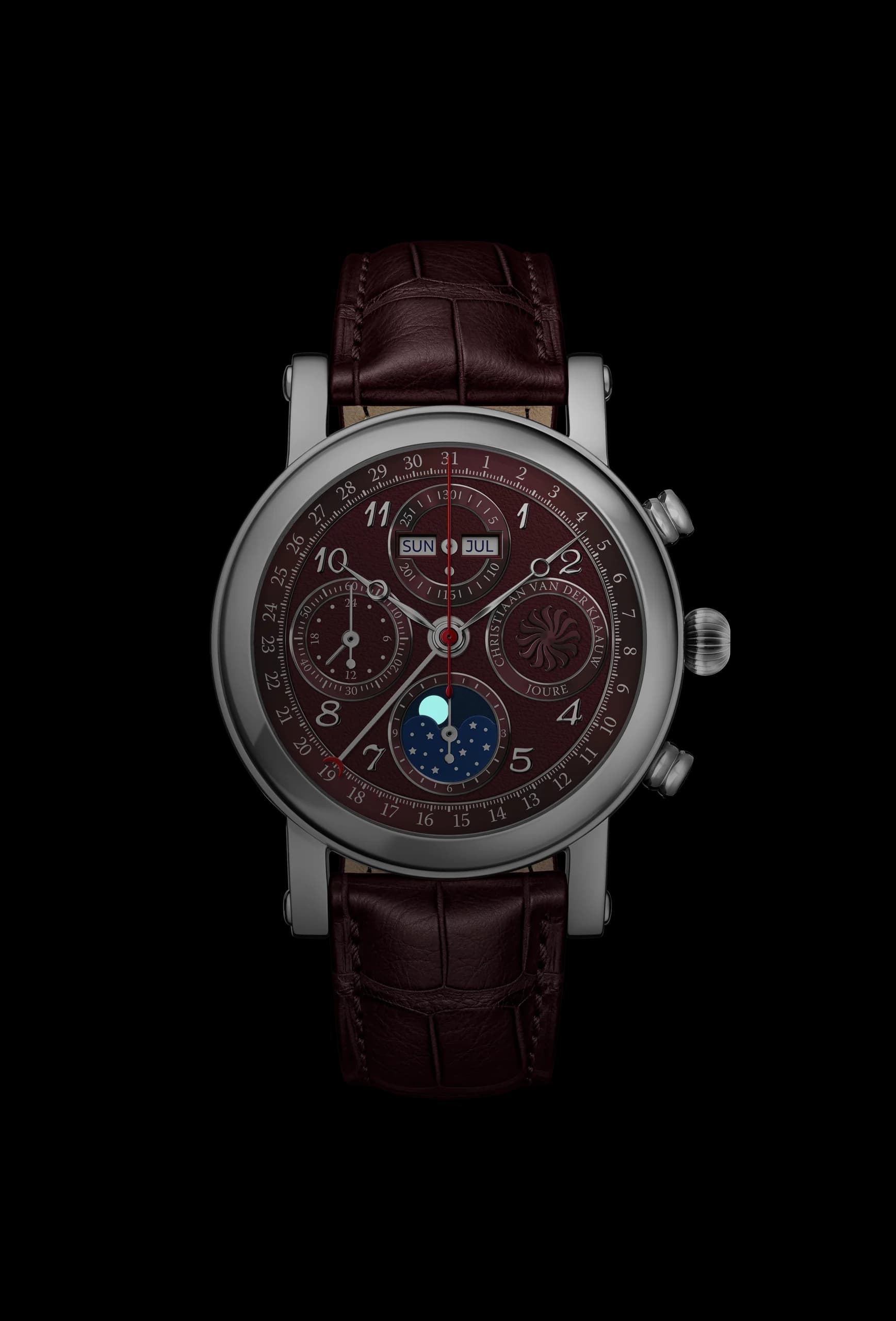 Ariadne Maroon in the dark: the moon phase glowing