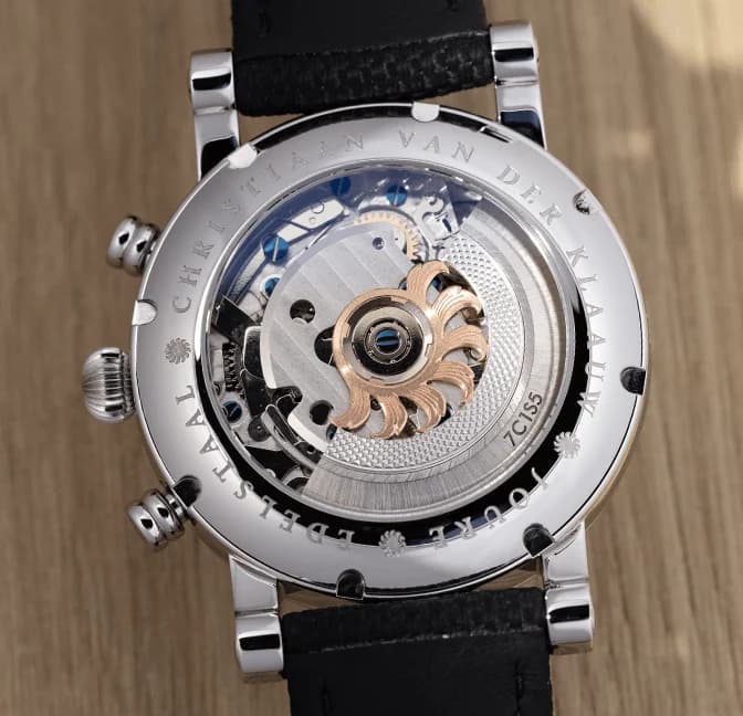Ariadne Sapphire Smoked Blue, caseback with the Ariadne rotor