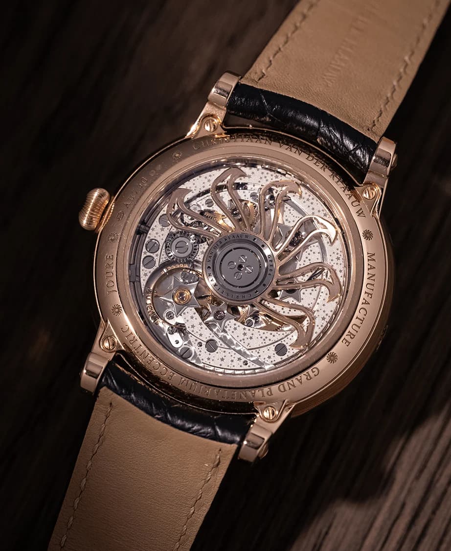 The CKM-01 Manufacture movement through the caseback