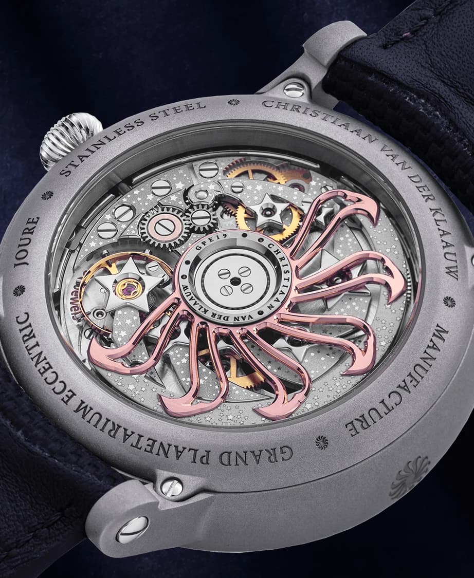 The CKM-01 Manufacture movement through the caseback