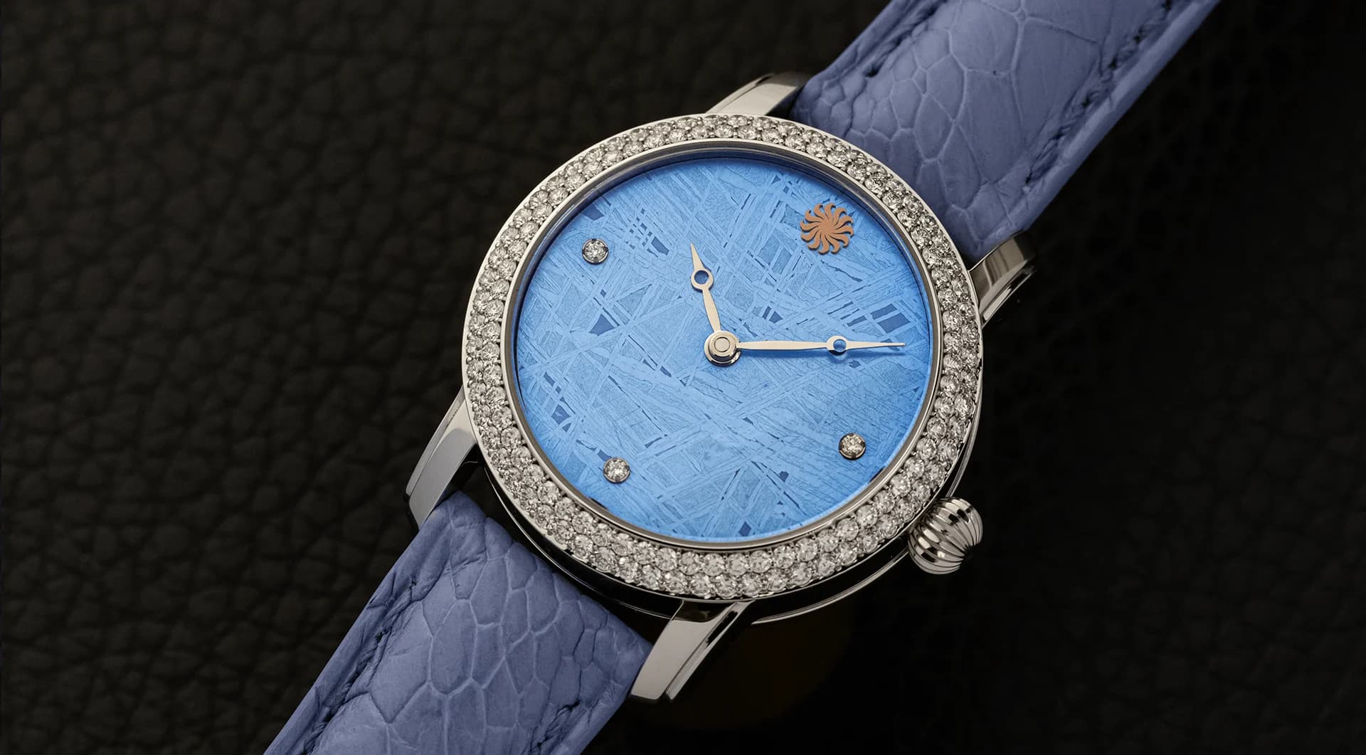 Lady Orion Stardust Blue Meteorite Diamonds on the wrist