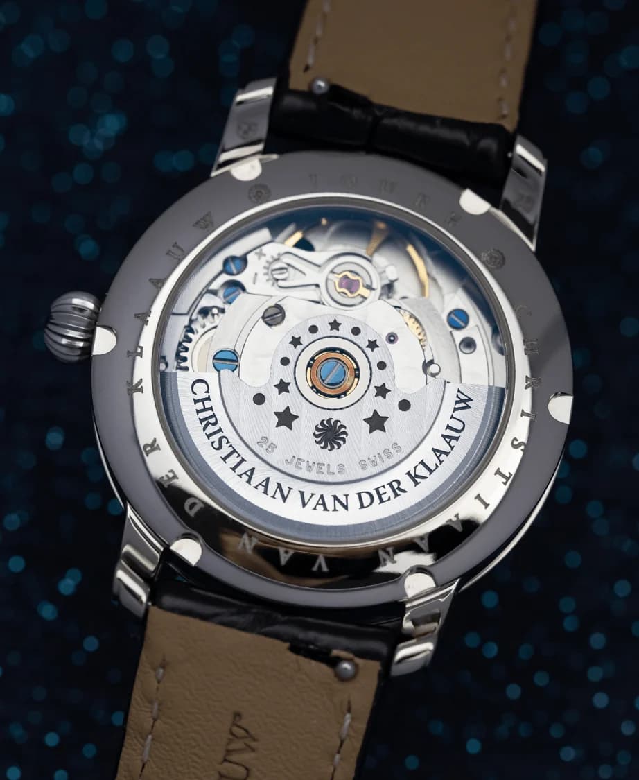 The CVDK2868 movement through the sapphire caseback