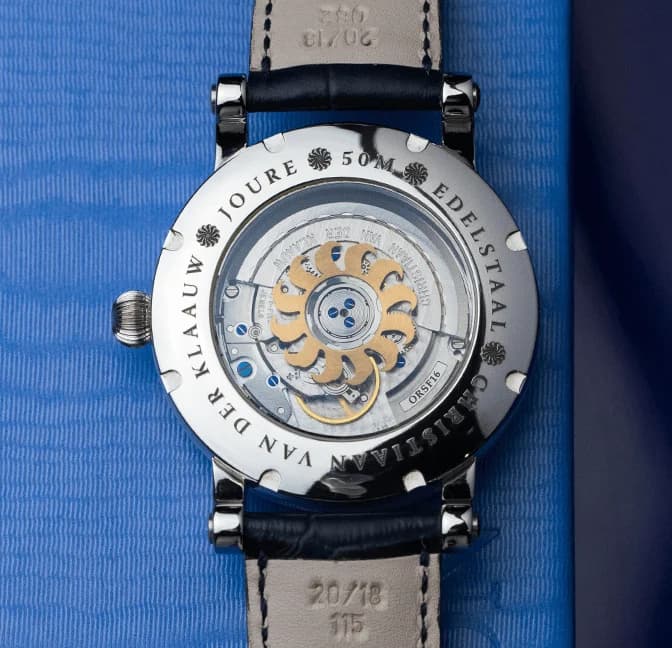 Orion Silver, caseback with the Orion rotor