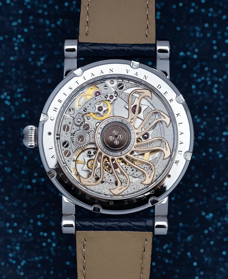 The CKM-01 Manufacture movement through the caseback