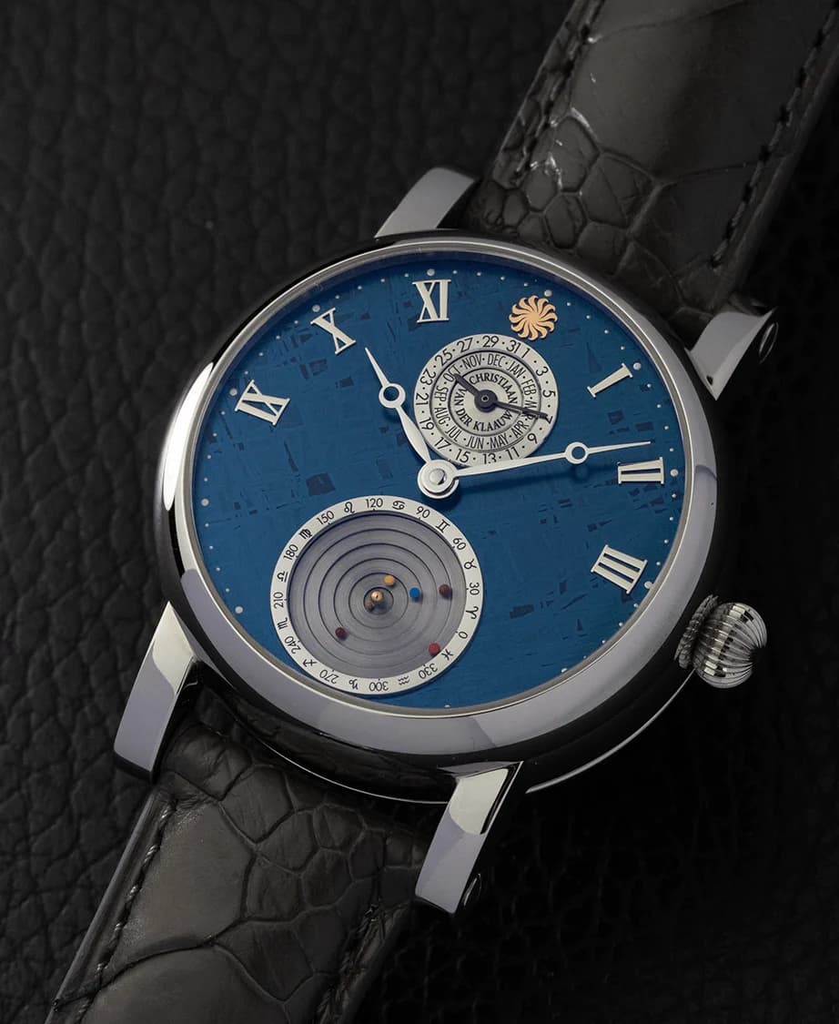 Planetarium Blue Meteorite dial with the Planetarium at 6 o'clock
