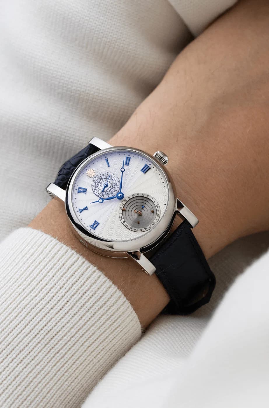 Planetarium Guilloché White in stainless steel