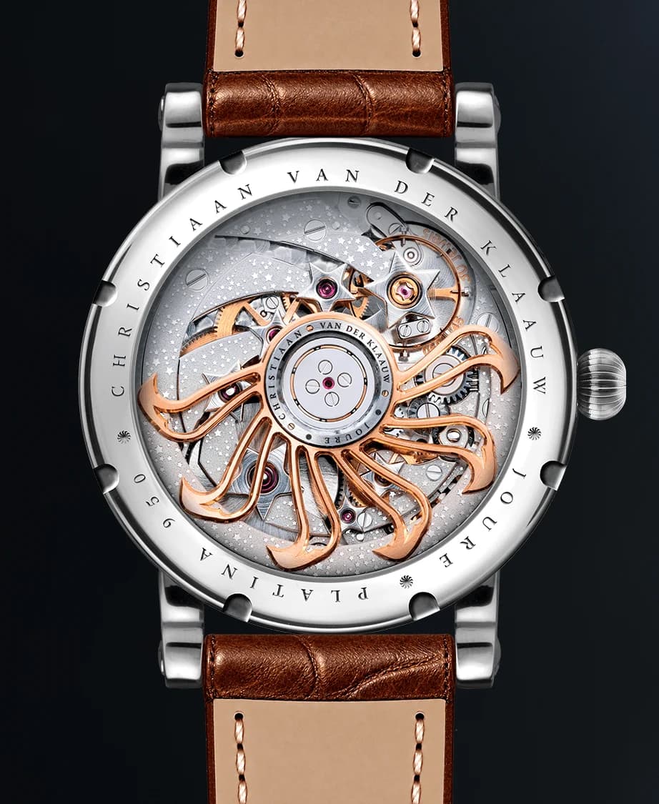 The CKM-01 Manufacture movement through the caseback