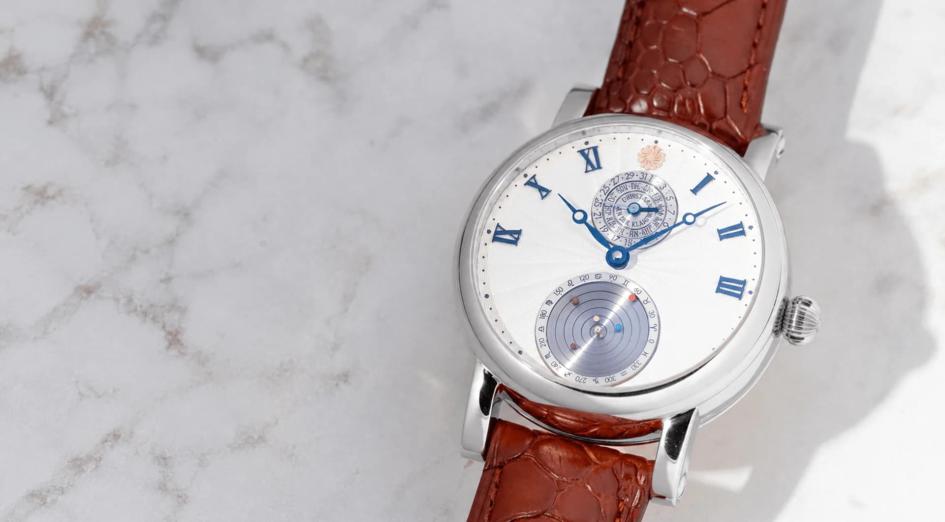 Planetarium Guilloché White Platinum in platinum with a white dial