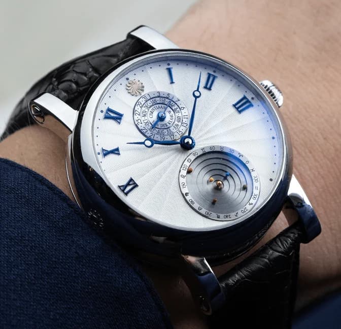 Planetarium Guilloché White White Gold, detail of the dial