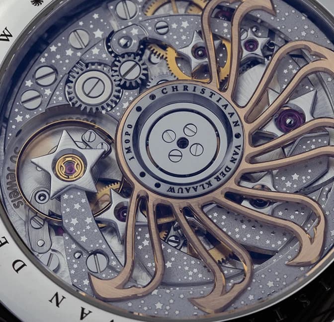 Close-up of the white dial