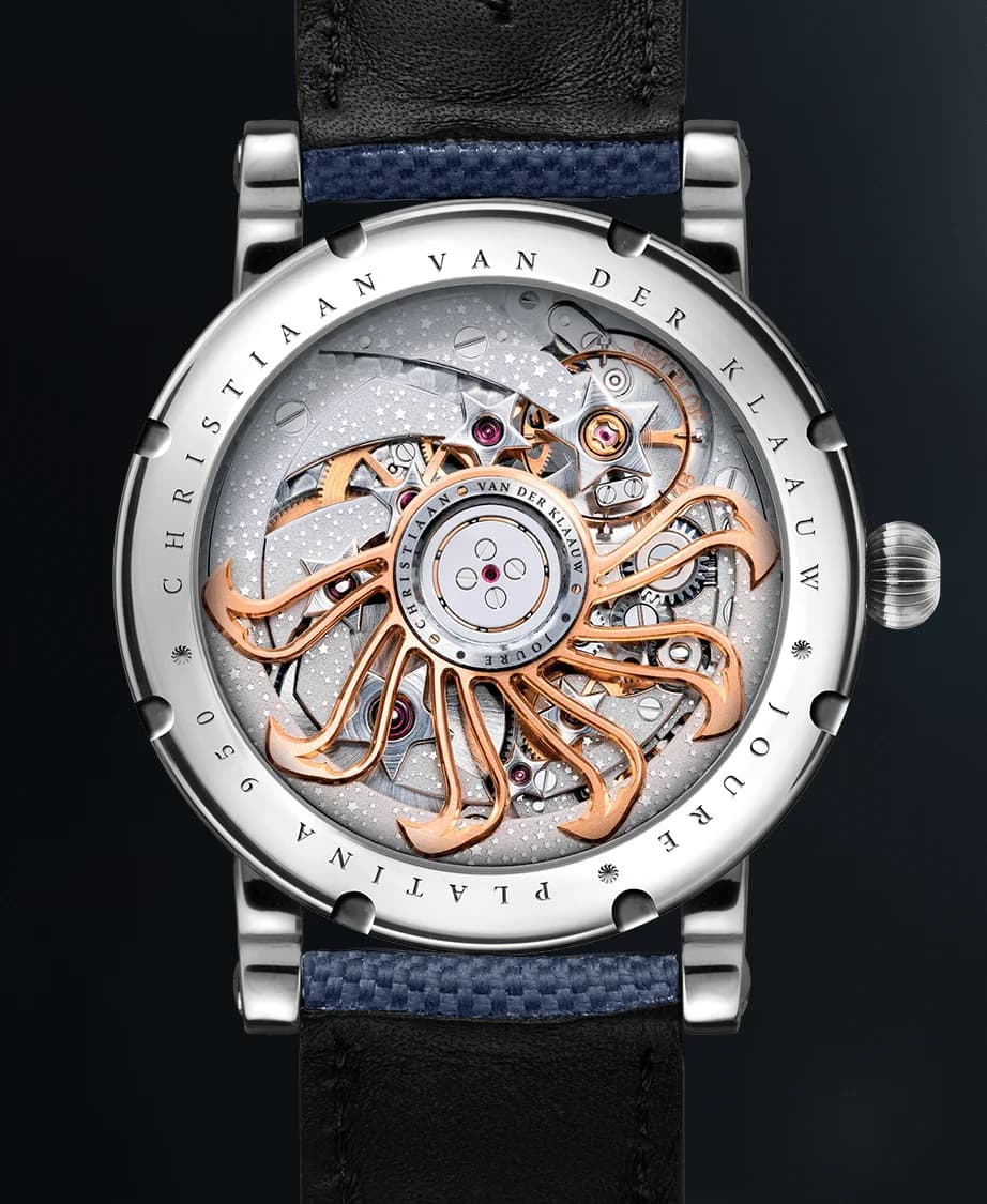 The CKM-01 Manufacture movement through the caseback