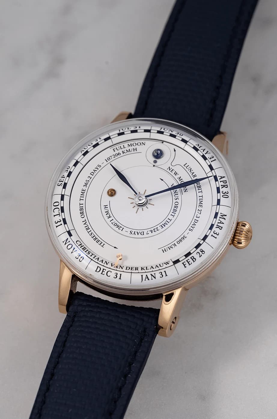 Venus Annual Calendar on a blue Sailcloth/FKM strap