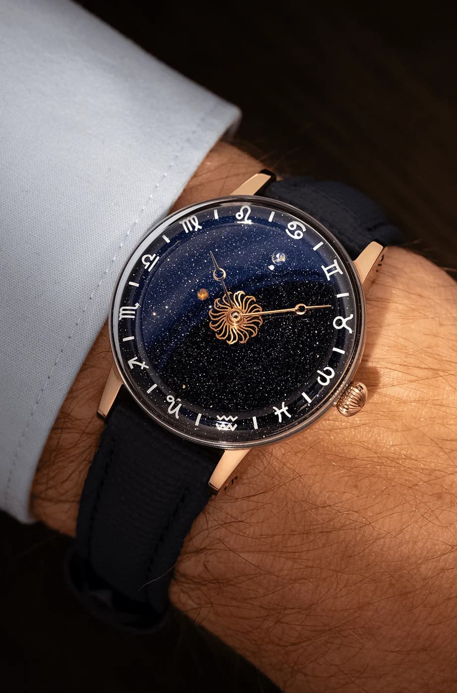 Venus Zodiac on a blue Sailcloth/FKM strap